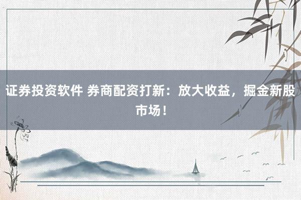 证券投资软件 券商配资打新：放大收益，掘金新股市场！