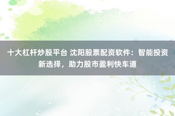 十大杠杆炒股平台 沈阳股票配资软件：智能投资新选择，助力股市盈利快车道