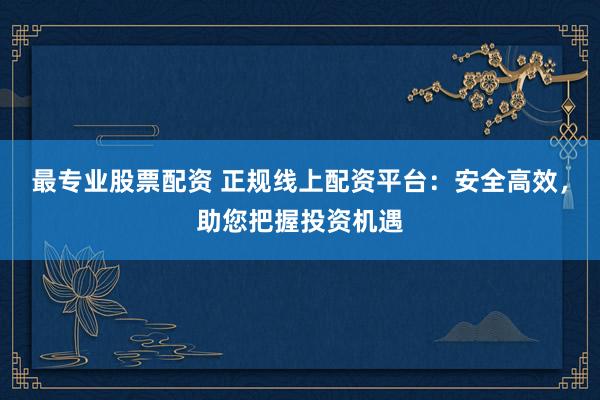 最专业股票配资 正规线上配资平台：安全高效，助您把握投资机遇