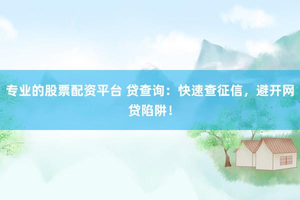 专业的股票配资平台 贷查询：快速查征信，避开网贷陷阱！