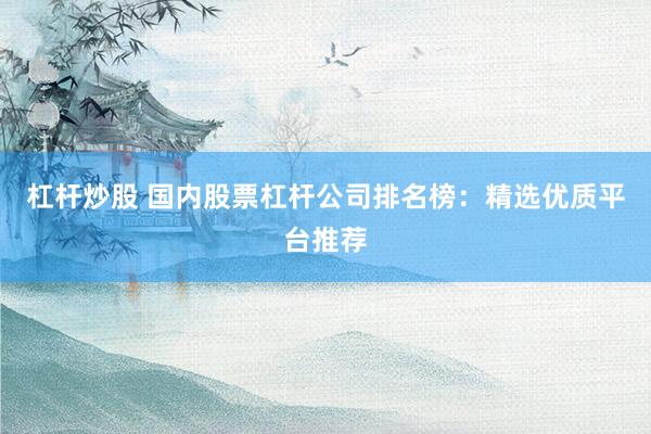 杠杆炒股 国内股票杠杆公司排名榜：精选优质平台推荐
