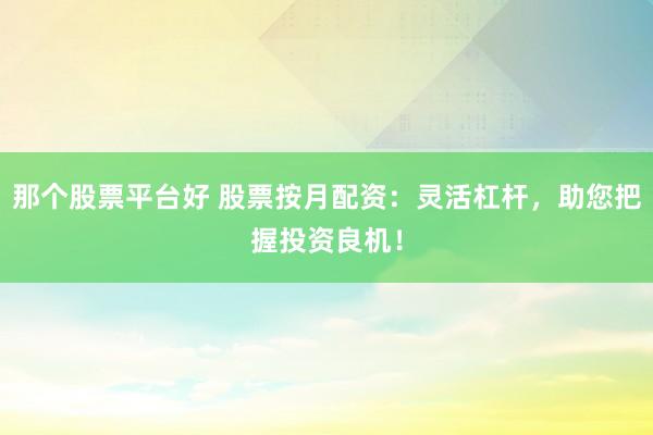 那个股票平台好 股票按月配资：灵活杠杆，助您把握投资良机！