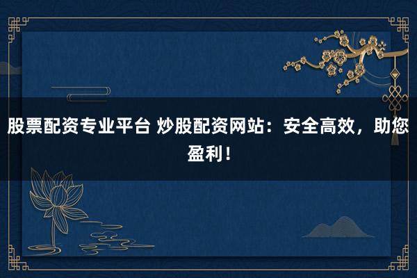 股票配资专业平台 炒股配资网站：安全高效，助您盈利！