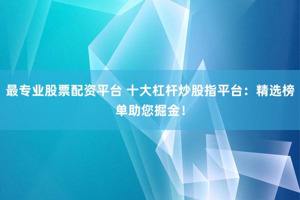 最专业股票配资平台 十大杠杆炒股指平台：精选榜单助您掘金！