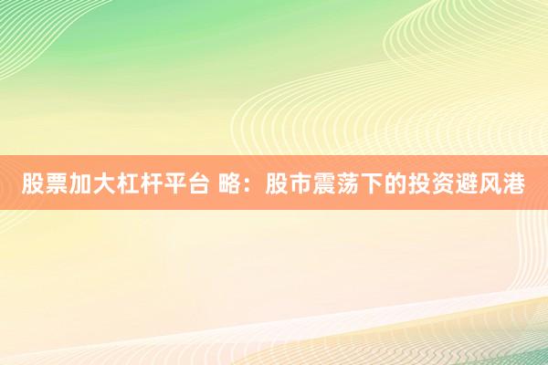 股票加大杠杆平台 略：股市震荡下的投资避风港