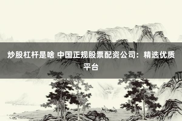 炒股杠杆是啥 中国正规股票配资公司：精选优质平台