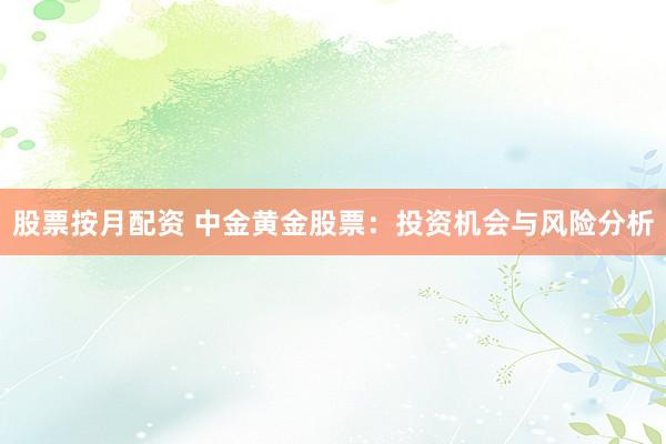 股票按月配资 中金黄金股票：投资机会与风险分析
