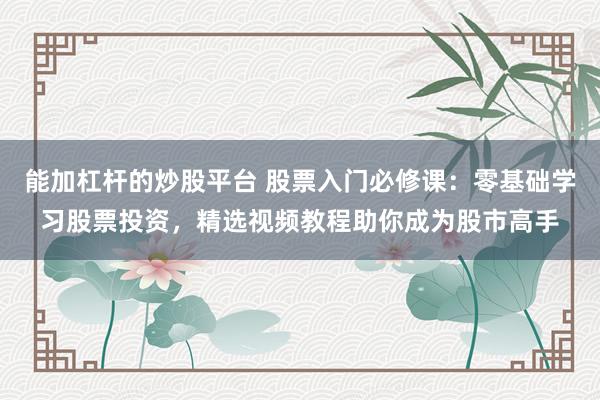 能加杠杆的炒股平台 股票入门必修课:零基础学习股票投资,精选视频教程助你成为股市高手