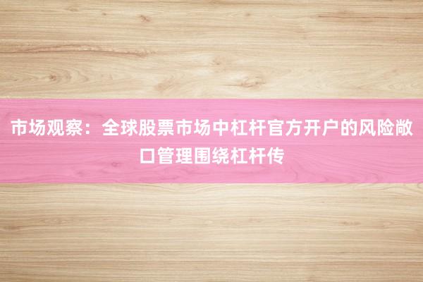 市场观察：全球股票市场中杠杆官方开户的风险敞口管理围绕杠杆传