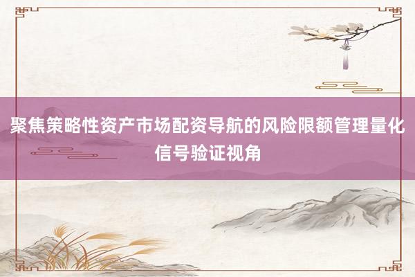 聚焦策略性资产市场配资导航的风险限额管理量化信号验证视角