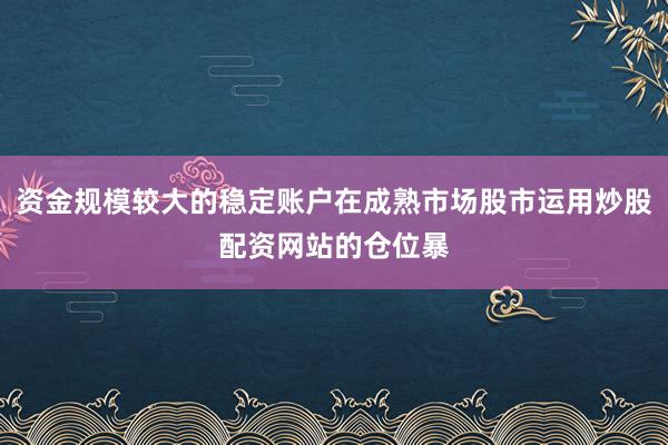 资金规模较大的稳定账户在成熟市场股市运用炒股配资网站的仓位暴