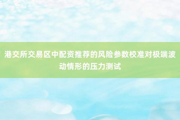 港交所交易区中配资推荐的风险参数校准对极端波动情形的压力测试